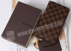 Brown Leather LV Wallet Double Lens Camera For Poker Analyzer 30 - 40cm