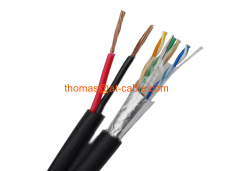 Lan with Power CCTV Cable Twisted Wire 4P FTP CAT5E+2DC Siamese Dual Sheath PV+UV PE