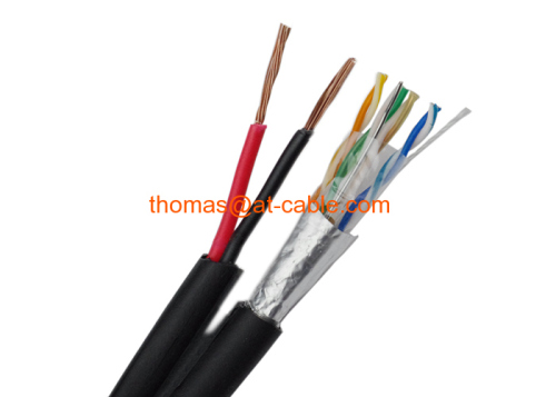 FTP CAT5E+2C+MS Lan with Power CCTV Cable 4 Pair Outdoor with Galvanized Steel Messenger Drop Wire