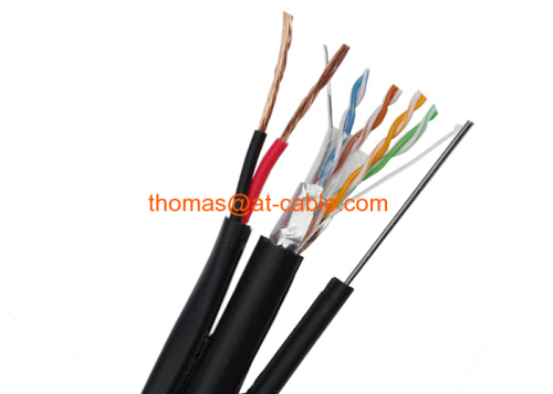 FTP CAT5E+2C+MS Lan with Power CCTV Cable 4 Pair Outdoor with Galvanized Steel Messenger Drop Wire