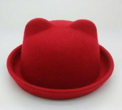 lovely children cat ear wool felt bowler hat