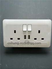 13A switch 2 Gang SP Switched BS Socket with USB