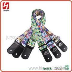 Durable Polyester Aztec Style Adjustable Soft Ukulele Shoulder Strap With Leather Ends