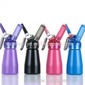 High Quality 250ml Whole Aluminum Cream Whipper Dispenser With Decorative Nozzles