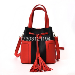 2018 New Italian OEM 2PCS Women Tote Handbag Shoulder Bag Ladies Pu Leather Bucket Set Bag