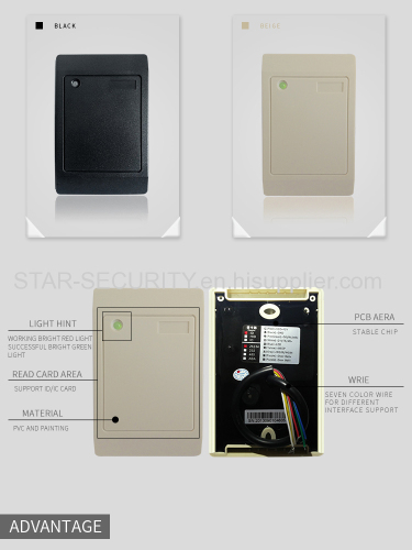 High quality Rfid Card Reader Wiegand Output Access Control Id/ic Card Reader 