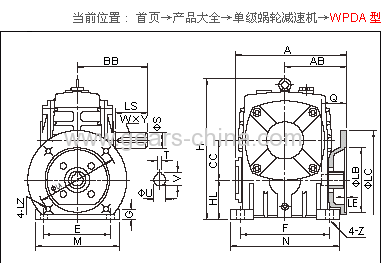 High heat-radiating efficiency WPDS worm gear speed reducer