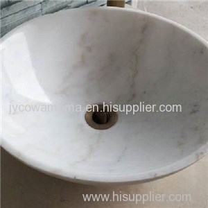 Cultured Guangxi Carrara White Marble Vessel Sink With Round Square Wash Basins In Bathroom And Kitchen