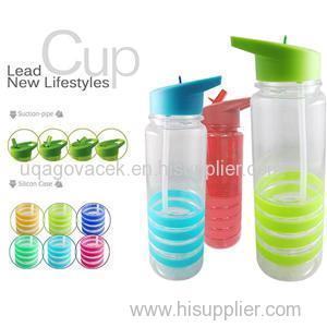 Hot Sell H344 700ML Tritan Sport Water Bottle With Silicone Bands Suction Nozzle Plastic Bottle
