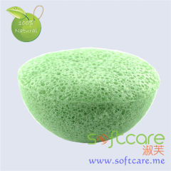 SOFTCARE green half ball type facial cleansing konjac sponge