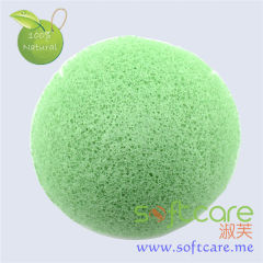 SOFTCARE green half ball type facial cleansing konjac sponge