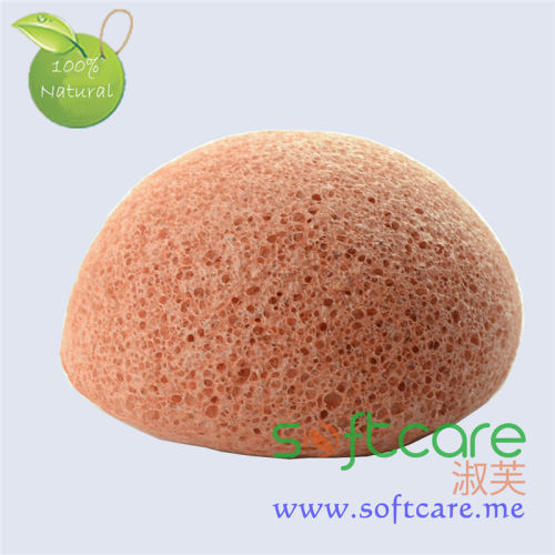 SOFTCARE indian red half ball type facial cleansing 100% pure konjac sponge