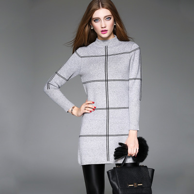 Hot Selling New Design Mid-high collar Classic pattern Knitwear Custom girls sweater design