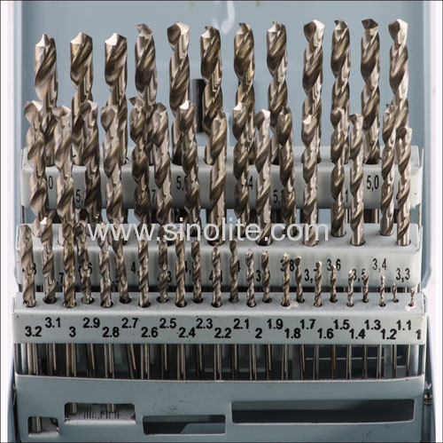 51pcs HSS Drill Bits Sizes from 1-6 x 0.1mm packed in metal box