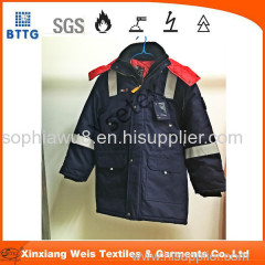 100 cotton flame retardant winter insulated parker jacket safety workwear