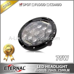 7" headlight 75W offroad led headlamp PAR56 for Wrangler JK TJ LJ dual sealed beam with halo ring headlight replacement