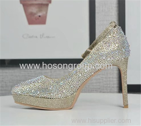 Single strap pointy toe women high heel dress shoes