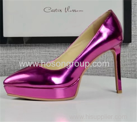 Patent leather point toe lady high heel shoes