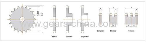 ANSI 25 35 pitch 6.25 9T 04c-1 weld on hub C45 single roller chain sprocket