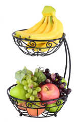 Metal Wire Chrome Fruit Tree Basket with Banana Hanger