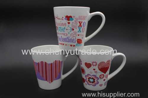 Valentine's Day decal porcelain coffee mug gift product promotion can be OEM