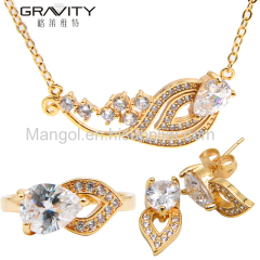 Pakistani artificial plated gold colored rhinestone jewelry set