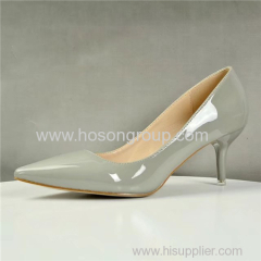 Patent leather low heel lady stiletto heel dress shoes