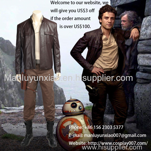 ManLuYunXiao Star Wars 8 Poe Dameron Cosplay Costume Adult Full Set Halloween Custom Made