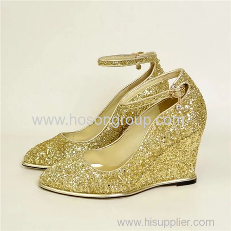 Paillette wedge heel fashion lady dress sandals