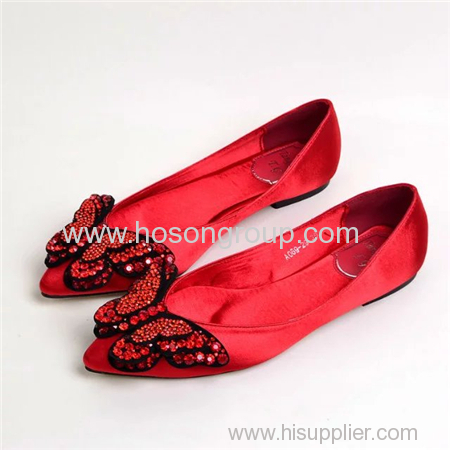 Beading butterfly lady flat wedding dress shoes