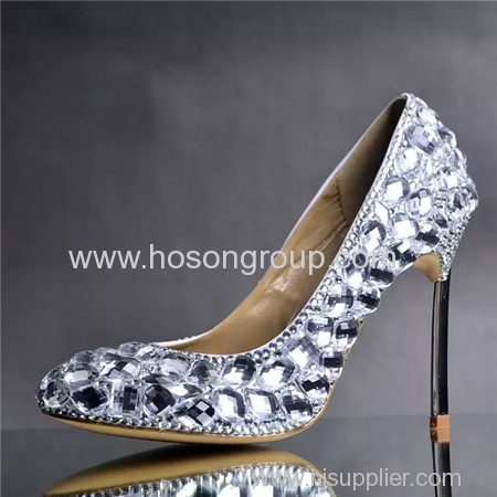 Shiny rhinestone lady stiletto heel dress wedding shoes