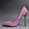 Sequined pointy toe suede women high heel dress shoes