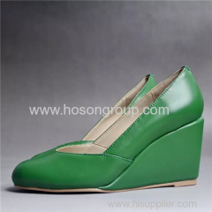 Pointy toe PU women wedge heel shoes