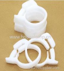 Plastic hose clamp for soft tube and connector