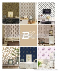 Elegant luxury embroidery embossed flower wallpaper catalogues