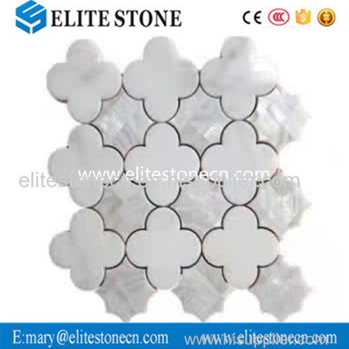 flower pattern white marble and shell mosaic tile