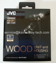 JVC Hi-Res HA-FX1200 Audio Wood Dome Unit In-Ear Noise Cancelling Headphones Earphones Black