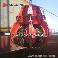 Electric Hydraulic orange peel grab bucket for handling scrap bulk cargo