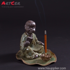 ODM & OEM Handmade Customized Ceramic Bonze Pattern Incense Burner Holder for Religion Ceremony