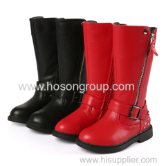 Girls round toe zipper knee boots