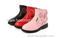 Children round toe ankle boots with bowtie