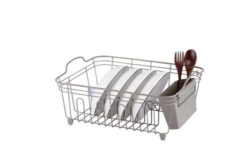 In-Sink Dish Drainer With Silverware Cup Dish Rack