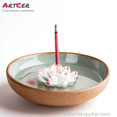ODM & OEM Handmade 3D Customized Ceramic Lotus Buddhism Burner Holder for Stick Incense