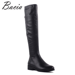 Women Genuine Leather High boots Warm Wool Fur & Short Plush Shoes