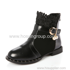 Girls round toe boots with buckle decoration