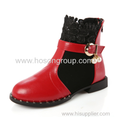 Girls round toe boots with buckle decoration