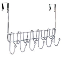 Chrome Plating Over The Door 11 Hook Organizer Rack