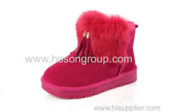 Soft fur and tassel kids ankle snow boot