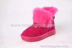 Soft fur and rivets kids ankle snow boots