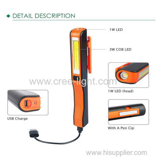 promotional gift magnetic poket clip cob led pen work light